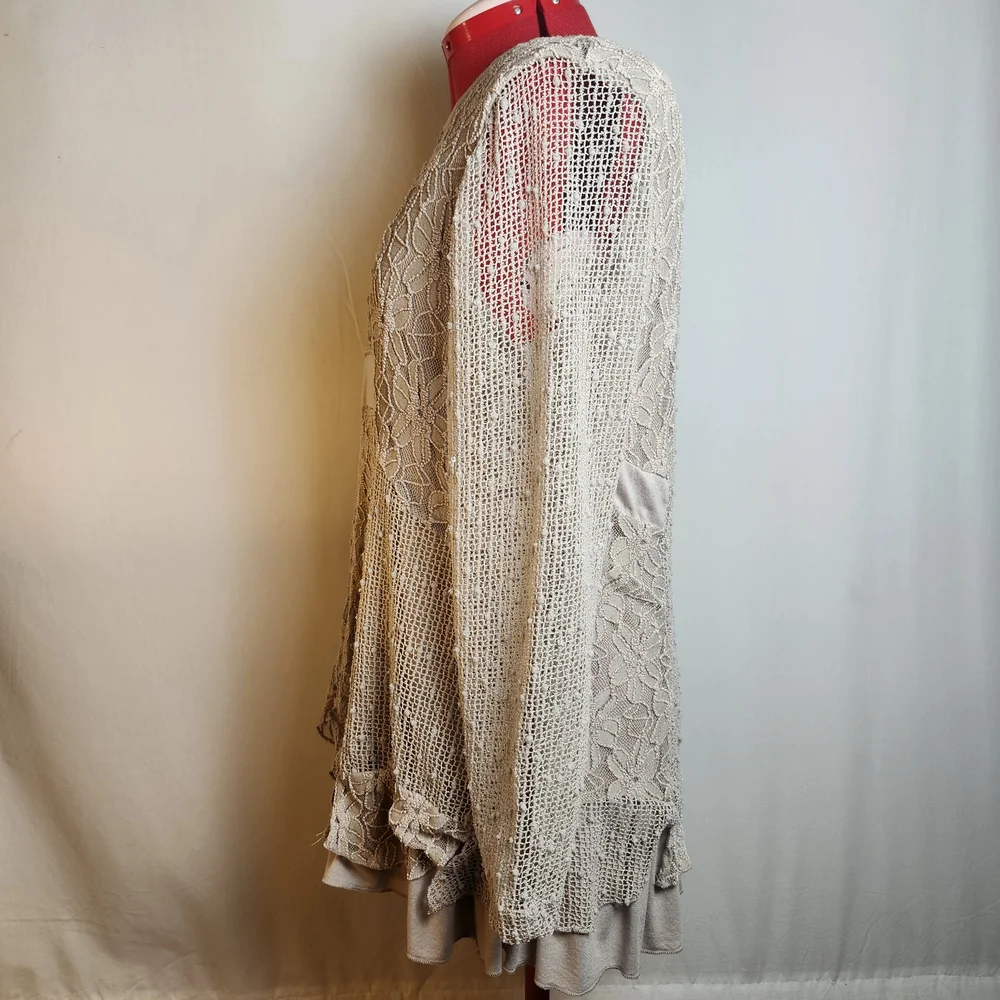 Indigo Soul Beige Long Sleeve Lace Dress - Picture 3 of 8